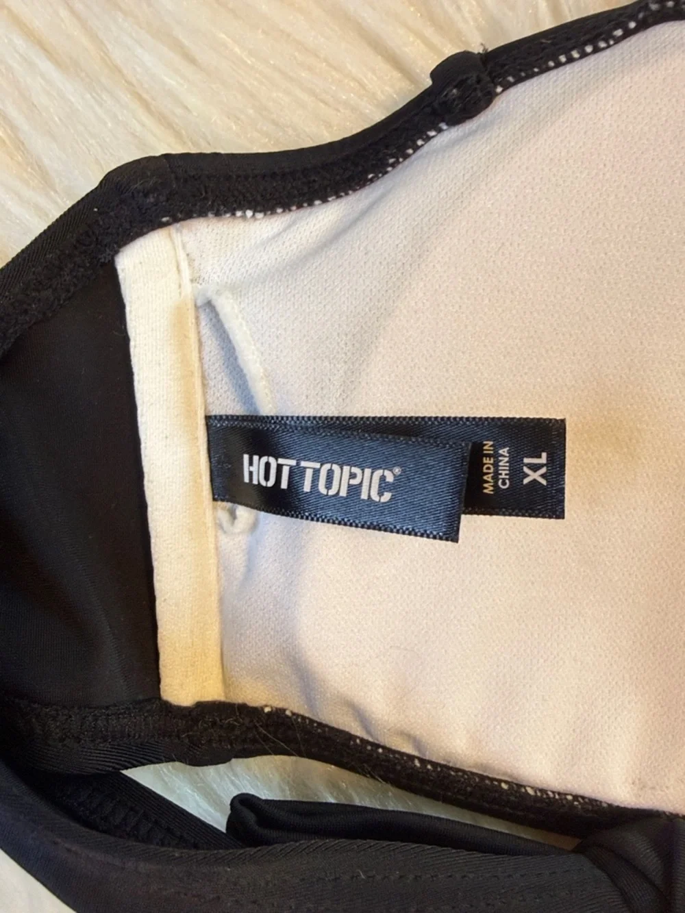 HOT TOPIC Panda Print Bandeau Bikini Swim Top Black & White Size XL Whimsigoth